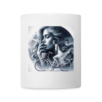 Dreamy Moonlit Cyclist Artwork - Mug - white - Front