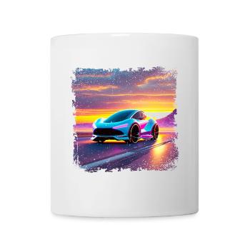 futuristisches Auto in Sonnenuntergangsfarben - Tasse - Weiß - Vorne