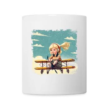 Girl Sitting on a Biplane | Fantasy - Mug - white - Front