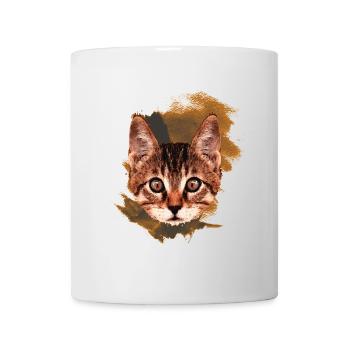 kätzchen Gesicht, tabby Motive, gestromt - Tasse - Weiß - Vorne