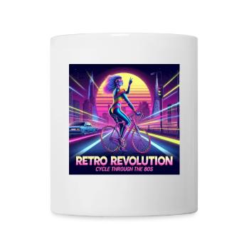 Retro-Revolution - 80er Jahre Poster - Mädchen auf dem Fahrrad - Tasse - Weiß - Vorne