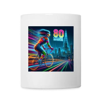 80er Jahre Radsport-Abenteuer Neon-Mädchen-Fahrrad im Retro-Stil - Tasse - Weiß - Vorne