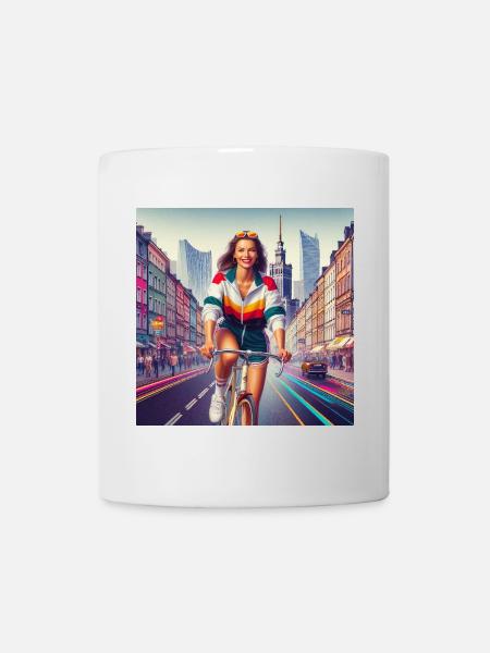 Warsaw Cycling Retro Girl Iconic style of the 80s - Mug - white
