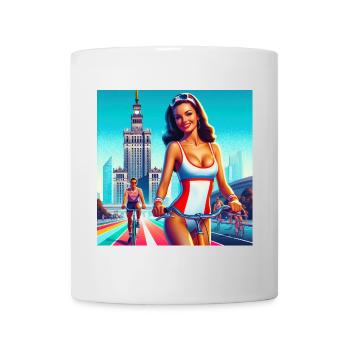 Varsovie - rétro fille cyclisme des années 80 style classique - Mug blanc - blanc - Devant