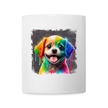 painted cheerful little dog very colorful - Mug - white - Front