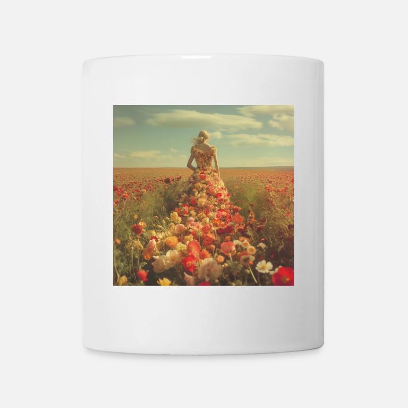 Robe fleurie dans une mer de fleurs - Mug blanc - blanc