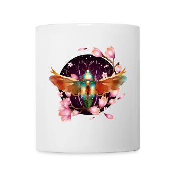 Insecte chatoyant coloré avec des ailes et des magnolias - Mug blanc - blanc - Devant