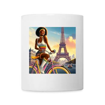 Belle Fille à Vélo, Tour Eiffel - Mug blanc - blanc - Devant
