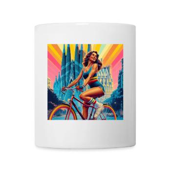 Heilige Familie Vintage Mädchen auf Fahrrad - Tasse - Weiß - Vorne