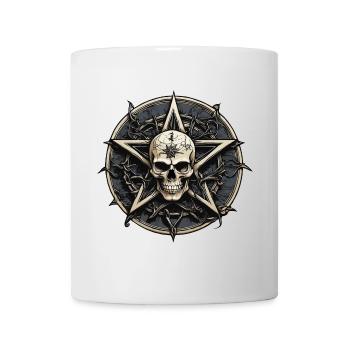 Skull with pentagram in gothic style - Mug - white - Front