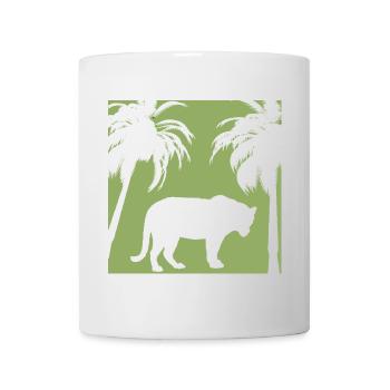 Green jungle and feline silhouette - Mug - white - Front