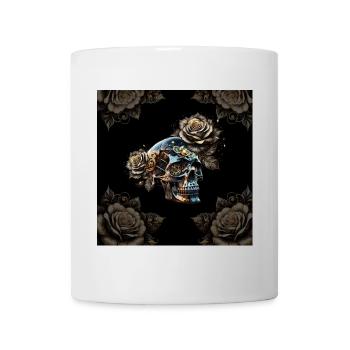Stunning dark steampunk skull with roses - Mug - white - Front