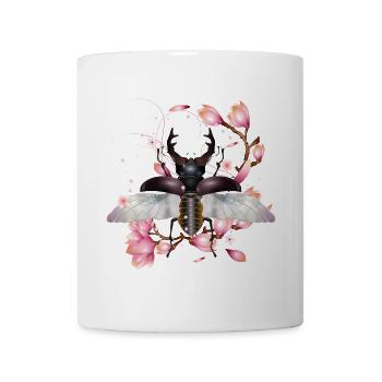 magnificent stag with wings & magnolia blossom - Mug - white - Front