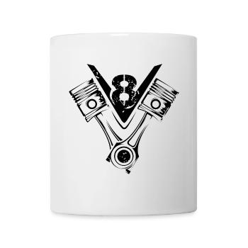 V8 piston muscle car gros bloc moteur de voiture symbole - Mug blanc - blanc - Devant