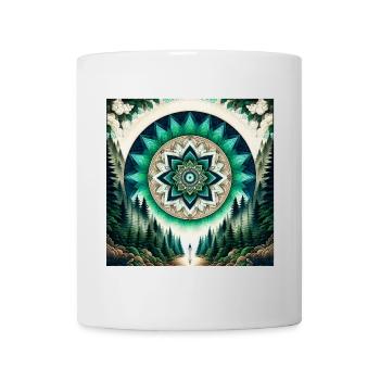 Mandala de la forêt Aurore Sarcelle verte - Mug blanc - blanc - Devant