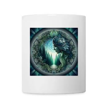 Forest woman in a mandala circle - Mug - white - Front