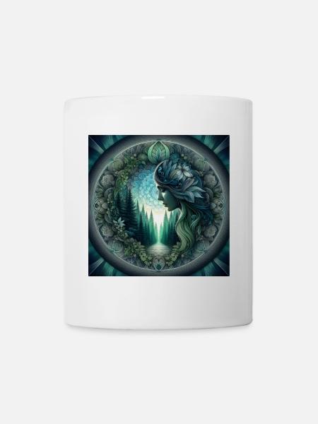 Forest woman in a mandala circle - Mug - white