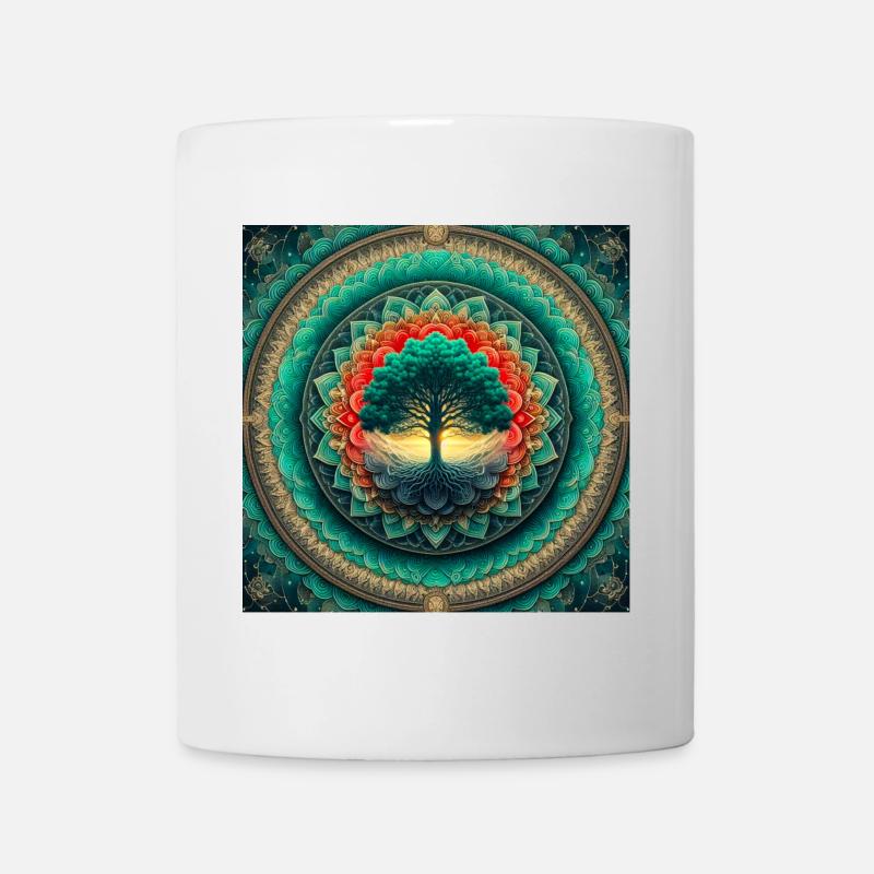 Arbre dans le mandala de lumière - Mug blanc - blanc