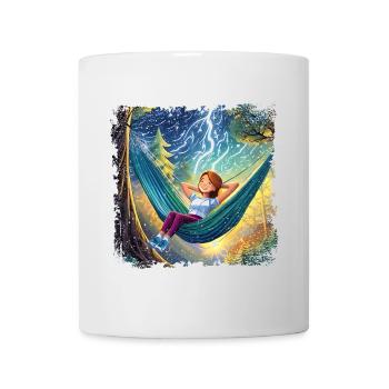 Girl on hammock, chilling, with flashes - Mug - white - Front