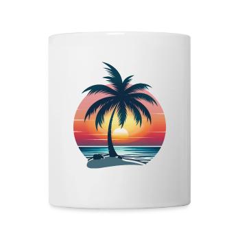 Palmen-Sonnenuntergang - Tasse - Weiß - Vorne