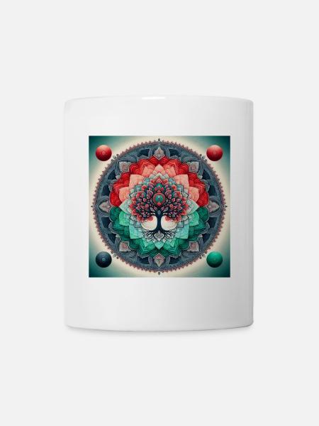 Mandala Tree in Vivid Shades - Mug - white