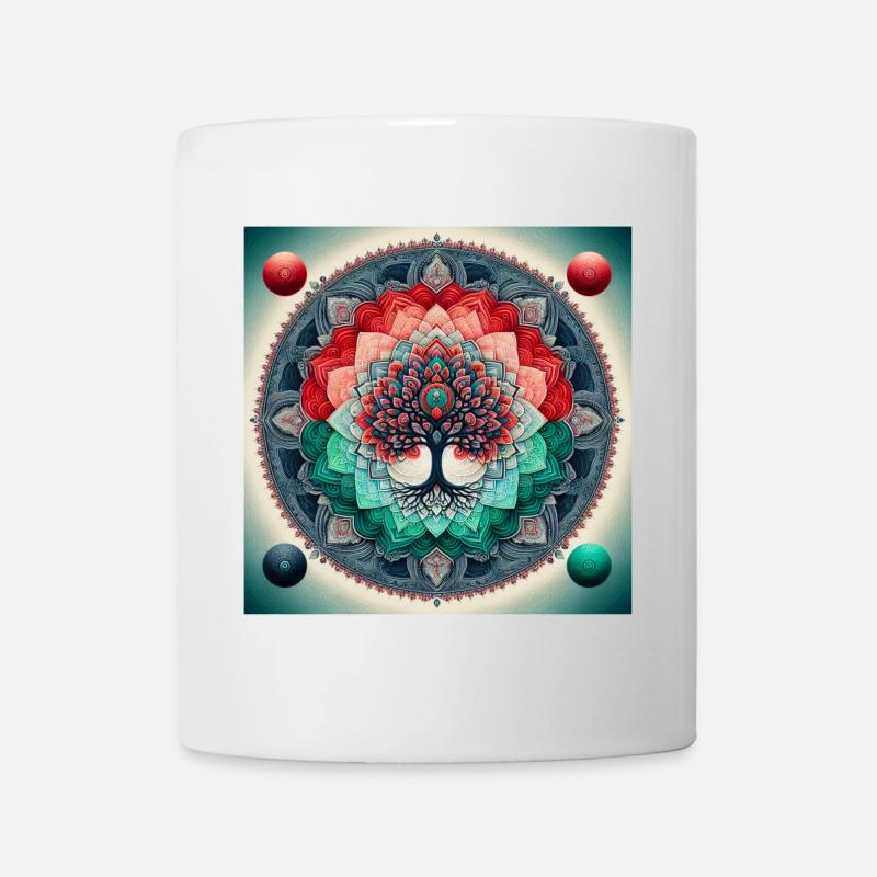Arbre mandala en nuances vives - Mug blanc - blanc