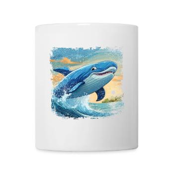 Le rorqual bleu saute hors de l’eau et sourit - Mug blanc - blanc - Devant