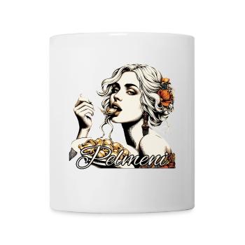 Pelmeni belle femme blonde mange cadeau - Mug blanc - blanc - Devant