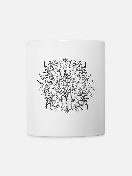 Abstraktes Schwarzes Mandala Muster - Tasse - Weiß