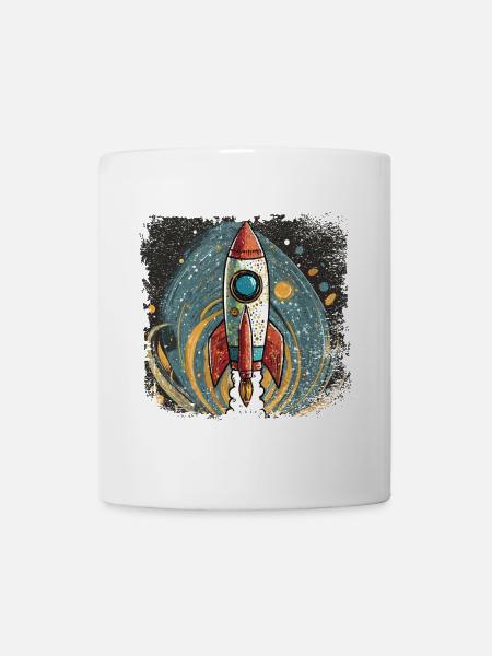 Rakete mit stylischem Design - Tasse - Weiß