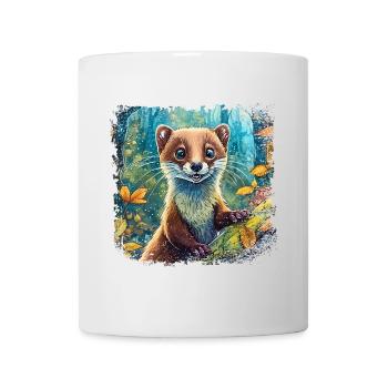 Close-up of a funny marten comic-style - Mug - white - Front