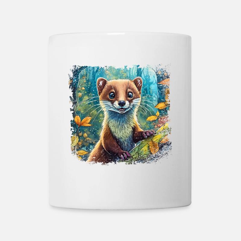 Gros plan d’une martre drôle de style comique - Mug blanc - blanc