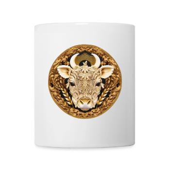Goldenes Stierkopf Mandala - Tasse - Weiß - Vorne