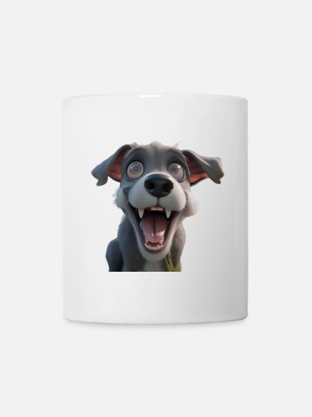 Excited Cartoon Pup - Mug - white