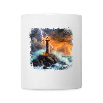 Phare qui brille sur la mer la nuit - Mug blanc - blanc - Devant