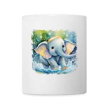 Cute baby elephant playing in the water - Mug - white - Front