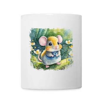 Cute baby mouse playing happily in the garden - Mug - white - Front