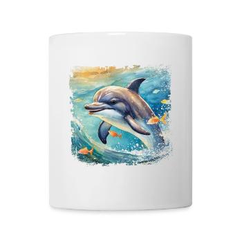 Niedlicher junger Delfin im Kinderbuchstil - Tasse - Weiß - Vorne