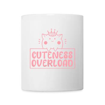 Katze in Pink und mit Krone, Cuteness Overload - Tasse - Weiß - Vorne