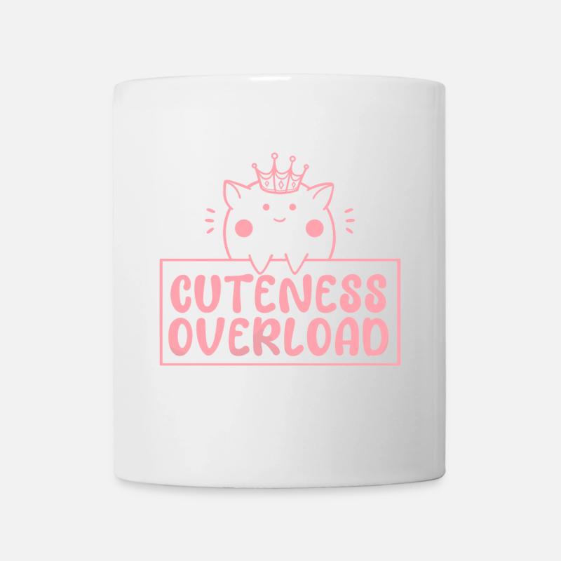 Katze in Pink und mit Krone, Cuteness Overload - Tasse - Weiß