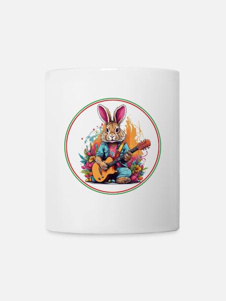 Osterhase mit Gitarre - Tasse - Weiß