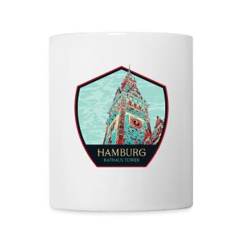 Tour de l'hôtel de ville de Hambourg, Allemagne - Mug blanc - blanc - Devant