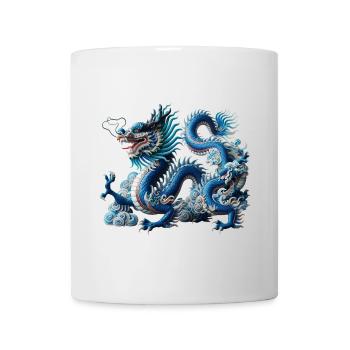 Blauer Drachen im Wolkenfluss - Tasse - Weiß - Vorne