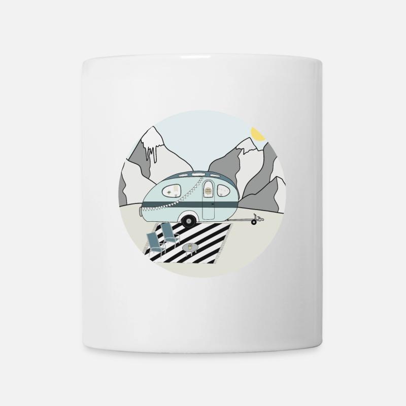 Camping à la montagne avec caravane - Mug blanc - blanc