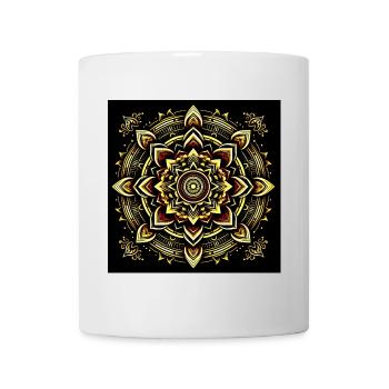 Mandala Gold auf schwarzem Hintergrund - Tasse - Weiß - Vorne