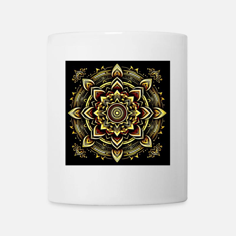 Mandala Gold on black background - Mug - white