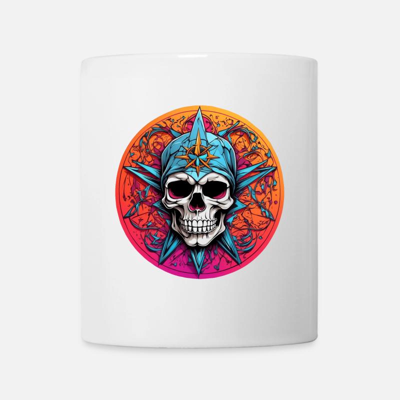 decorative colorful skull motif in gothic style - Mug - white