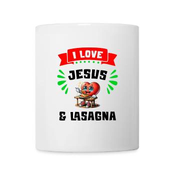 J'aime Jésus et les lasagnes - Mug blanc - blanc - Devant
