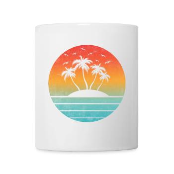 Tropical Sunset Round Palm Island - Mug - white - Front