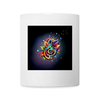Musique, clé colorée avec des feuilles - Mug blanc - blanc - Devant